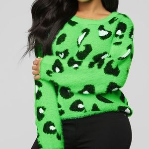 Fashion nova Let's Get Wild Sweater - Neon Green